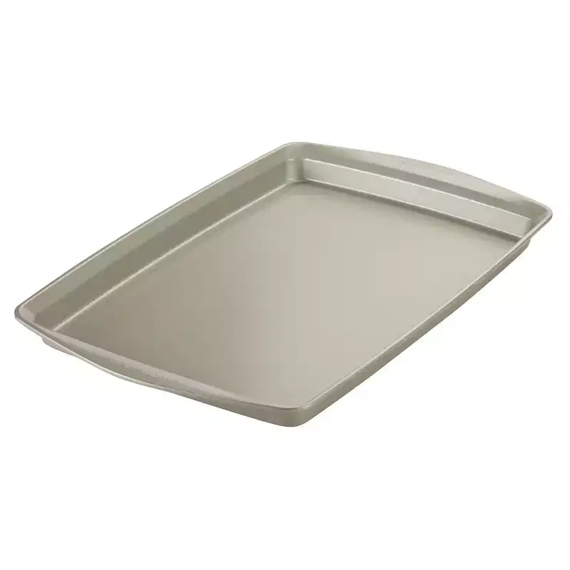 Rachael Ray 13"x19" Nonstick Bakeware Jumbo Cookie Pan with Roasting Rack Silver: Steel, Even-Heating, Oven-Safe, Hand Wash