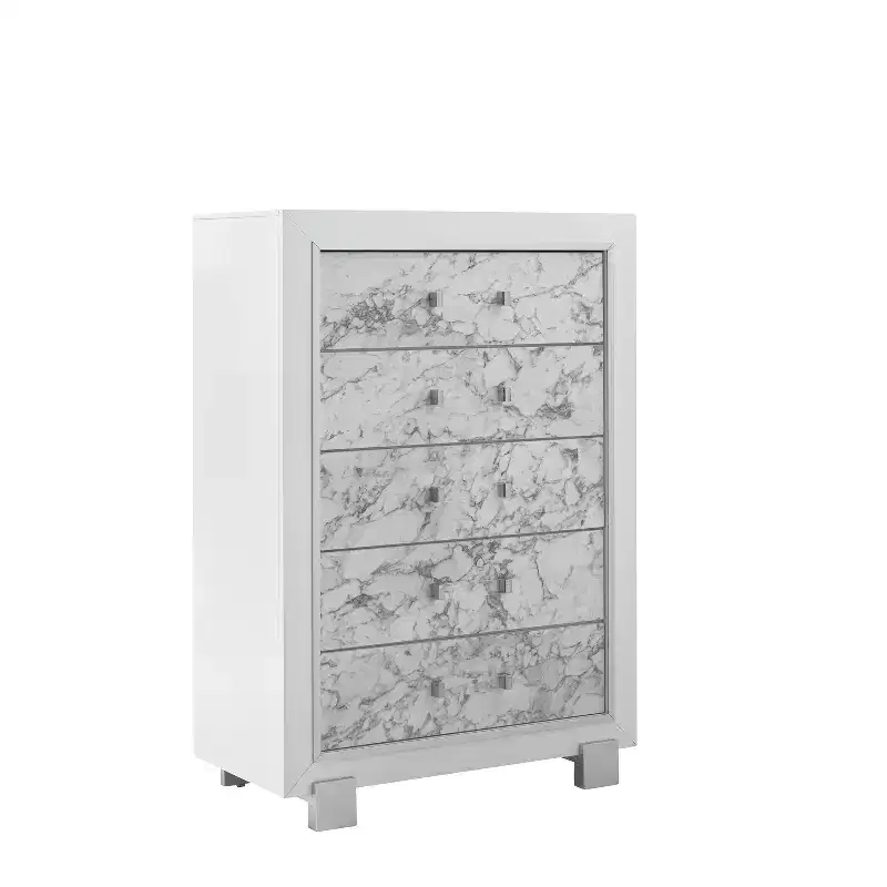 HomeStock 19.75 in.H Plastic Vertical Dressers with 5 - Drawers in White Finish