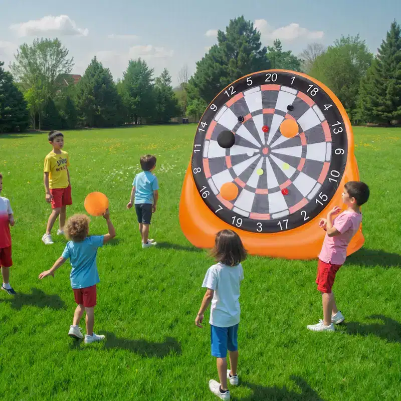 VEVOR Inflatable Soccer Dart Board, over 6 ft High Giant Soccer Dart Board with 4 Kick Balls, 12 Tennis and Air Pump, 3-Min Setup, Orange