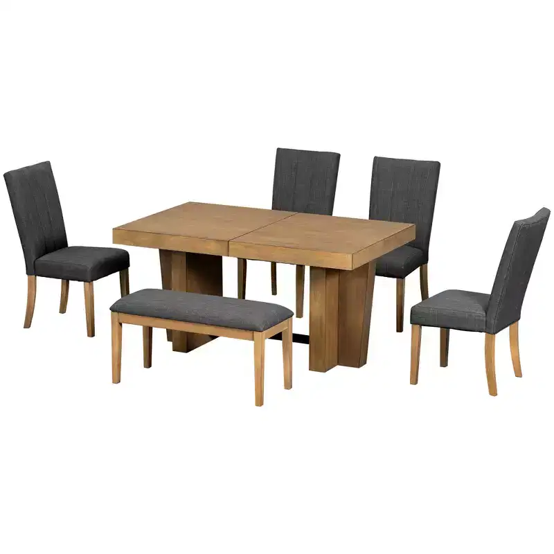 Whisen Extendable Dining Set with Bench & 4 Chairs