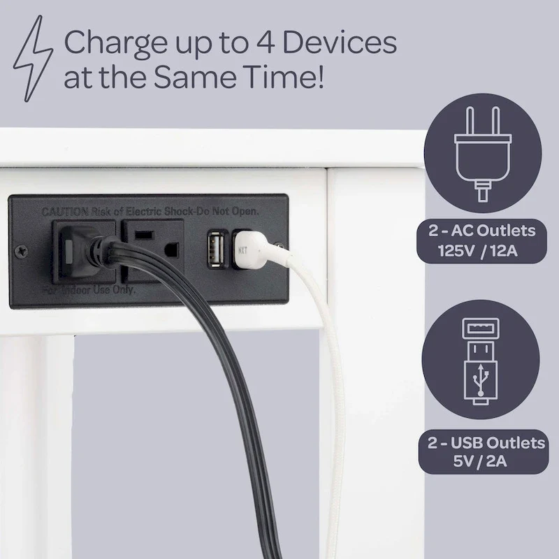 Narrow Side Table with Charging Station and Storage Shelf