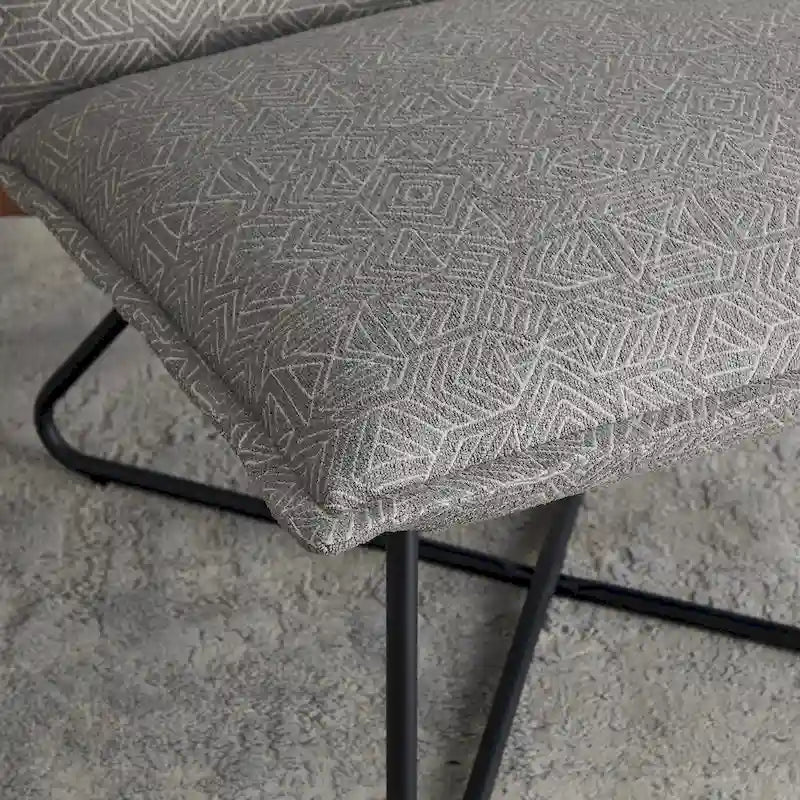 Pillow Accent Chair | Black Stripe Tan Fabric | Metal Wire Base | 26.5W Seat | Modern