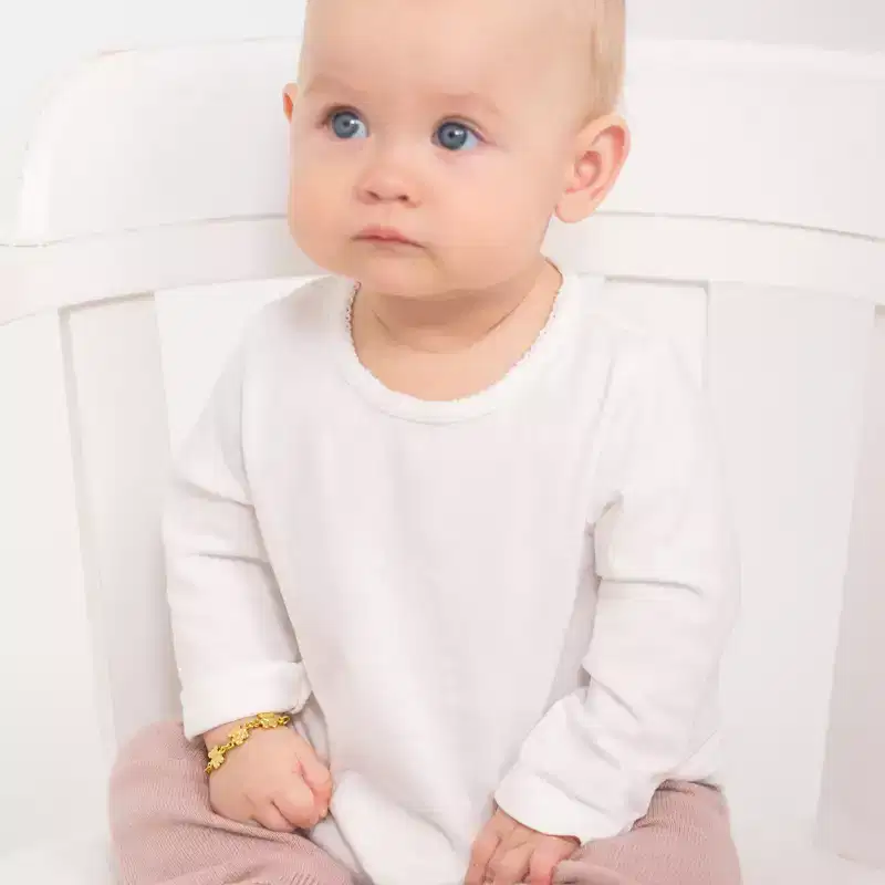 Baby Girls' Teddy Bear Figaro Bracelet Sterling Silver Gold Plated - In Season Jewelry