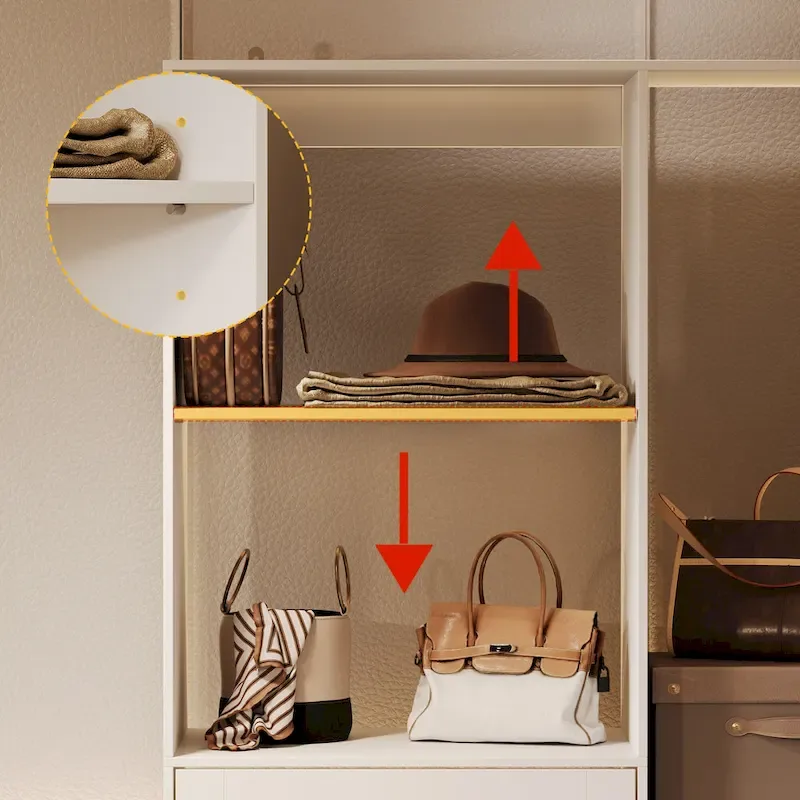 Corner Wardrobe Closet with 2 Hanging Rods, Pants Rack, and Shoe Storage Organizer Armoires