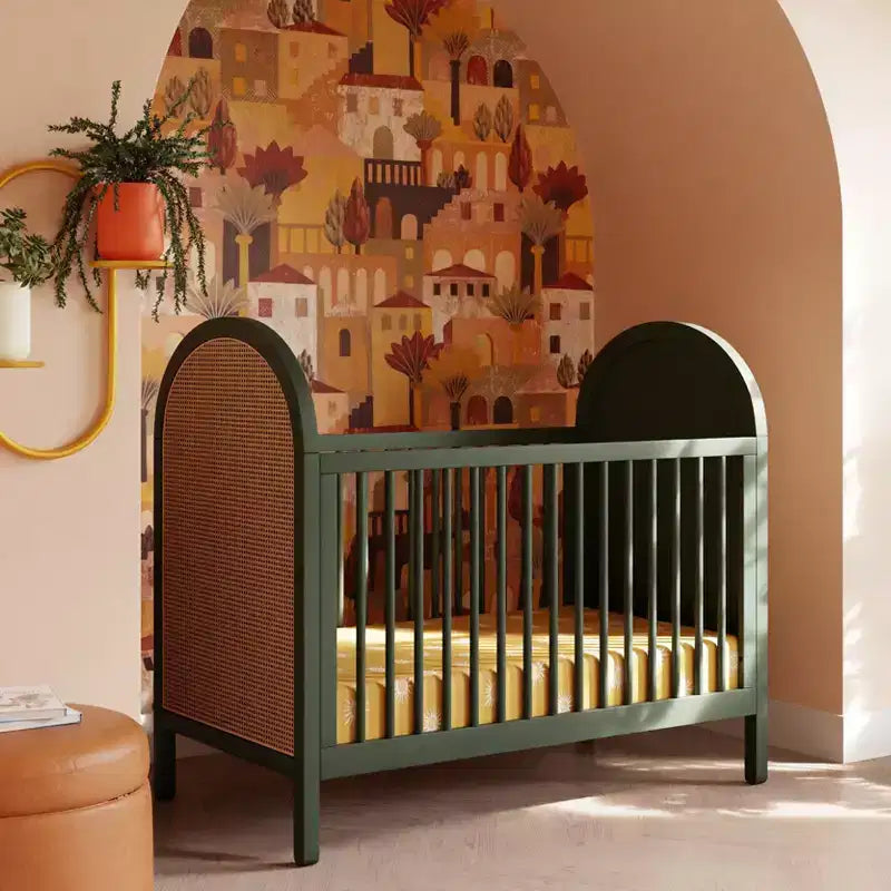 Boho Cane 3-in-1 Convertible Crib with Toddler Bed Conversion Kit