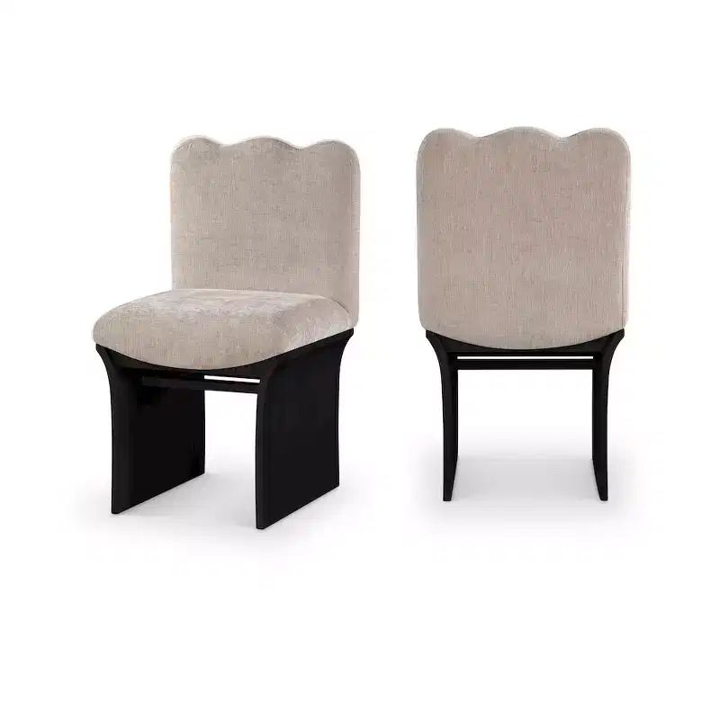 Meridina Furniture,Shaw Beige Chenille Fabric Upholstered Dining Chair