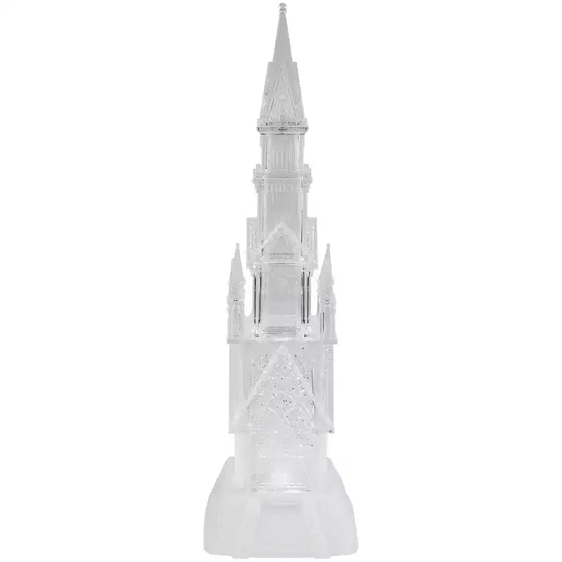 LED Lighted Castle Acrylic Christmas Decoration - 17.5H, Battery-Operated