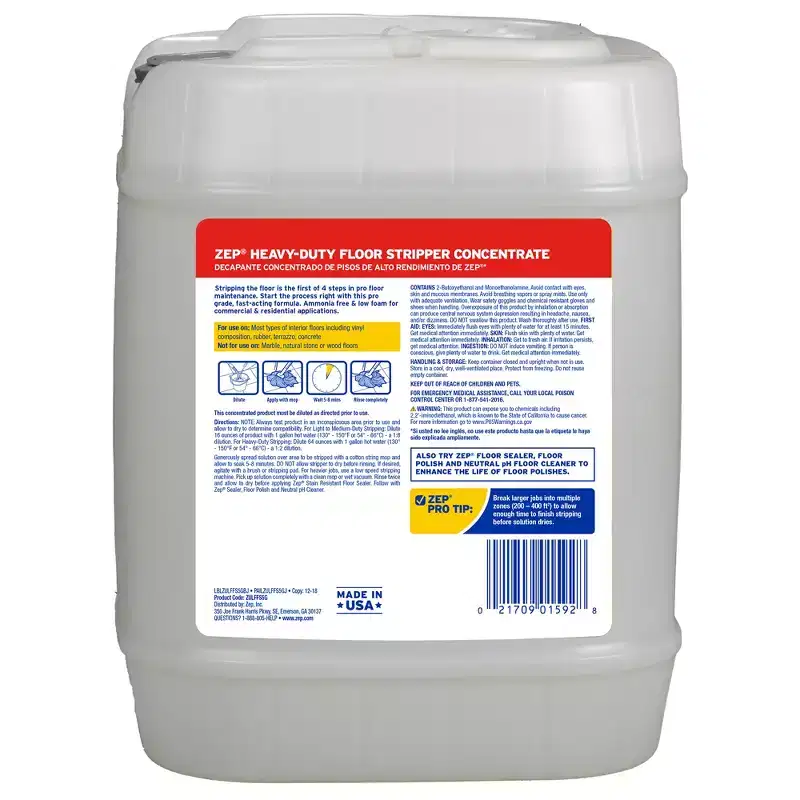 ZEP Zep Heavy-Duty Floor Stripper Concentrate  Removes Heavy Polish Buildup - 5 Gallon (Case of 1)
