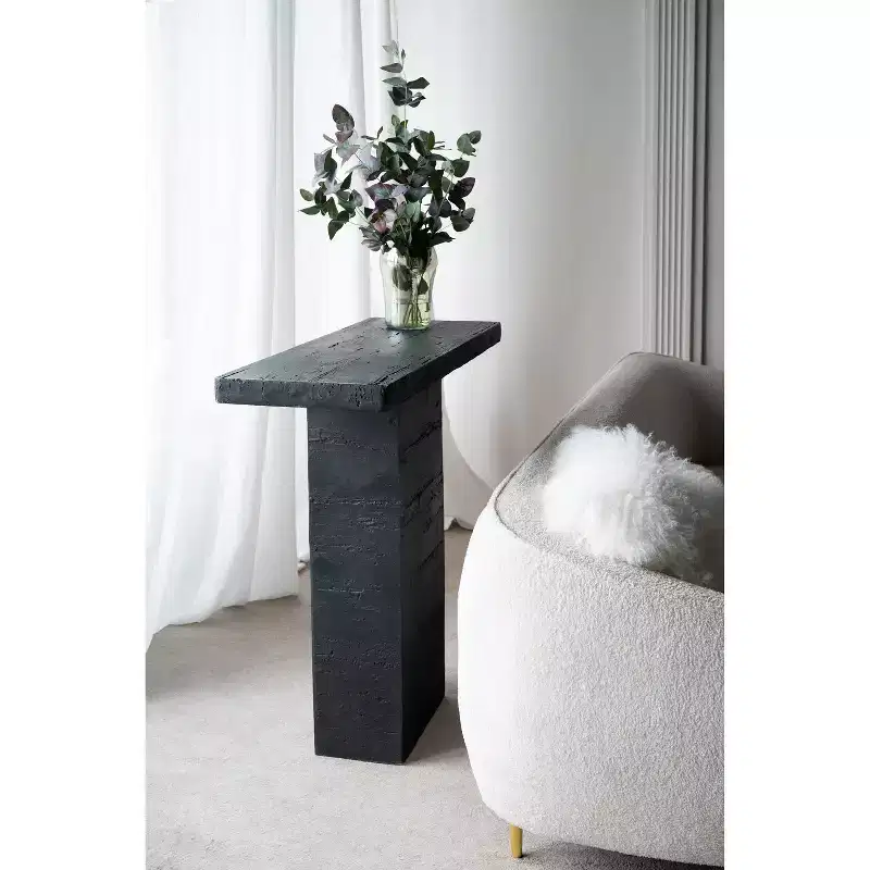 Black Rectangular Coffee Table with Pedestal Base 35.5x14x35.5