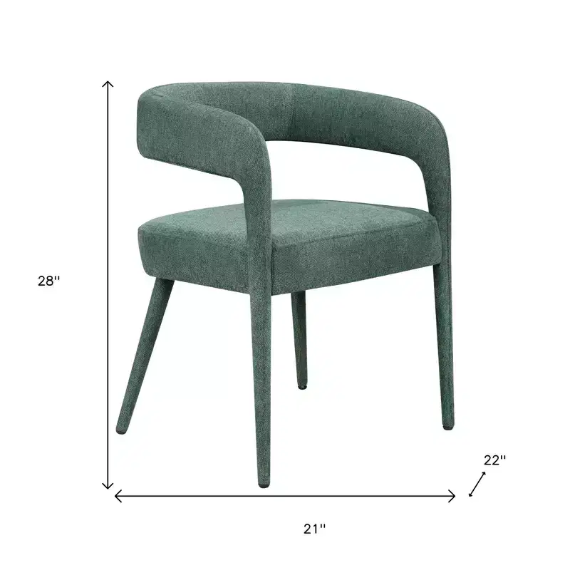 HomeRoots Set of Two Green Upholstered Linen Open Back Dining Side Chairs