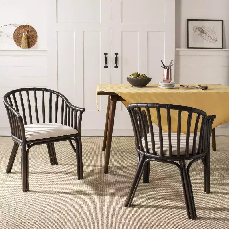Gino Arm Chair - SEA4017A - Dark Brown/White - Safavieh