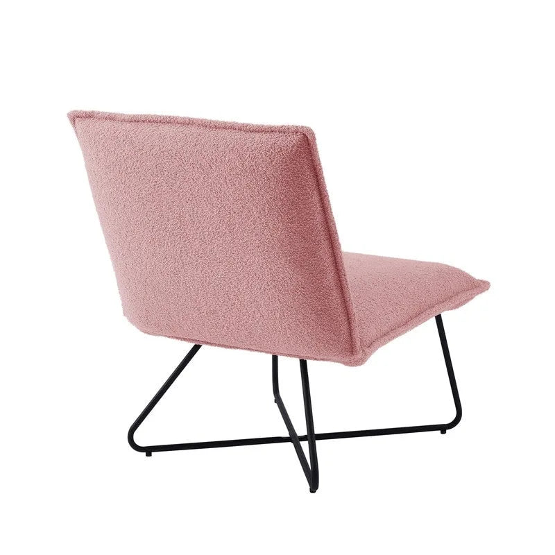 Pillow Accent Chair | Black Stripe Tan Fabric | Metal Wire Base | 26.5W Seat | Modern