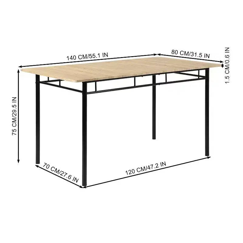 FurnitureR 7-Piece Dining Table Set for 6, Rectangular Kitchen Table with 6 PU Leather High-Back Chairs, Comfortable Dining Room Table Sets, Beech