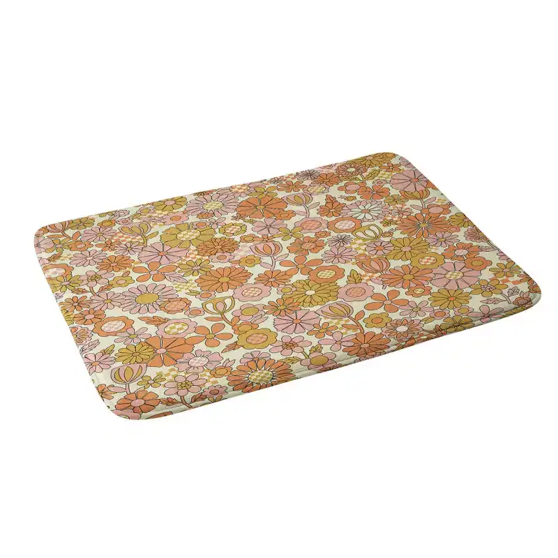 34"x21" Jenean Morrison Checkered Past Memory Foam Bath Rug Coral - Deny Designs