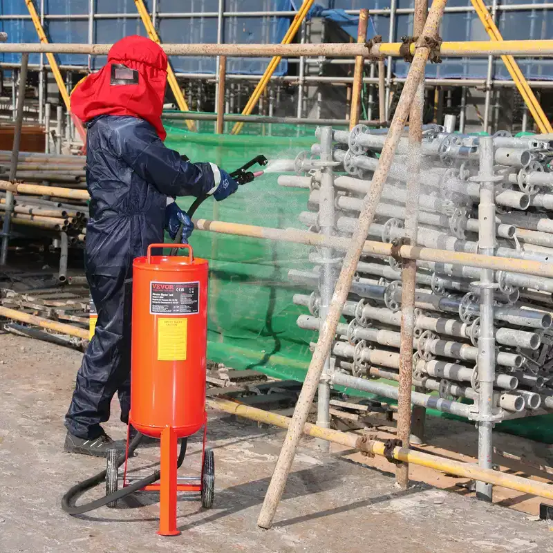 VEVOR 10 Gallon Heavy-Duty Sand Blaster, 60-110 PSI High Pressure Sandblaster, Portable Abrasive Blasting Tank, Air Sand Blasting Kit, Orange