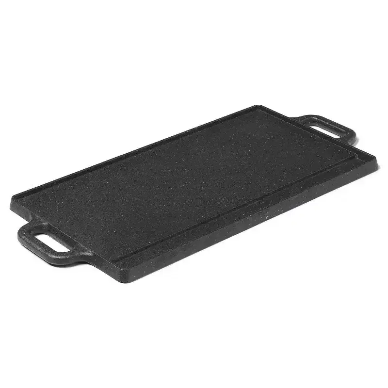 The Rock by Starfrit Traditional Cast Iron Reversible Grill/Griddle Black: Griddle Pan for Gas & Electric Stoves
