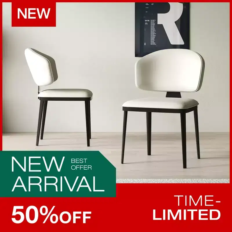 Luck Live Modern 2-Piece Armless Dining Chair Set, Metal Dining Chairs for Multi-scenario Use, Off-white