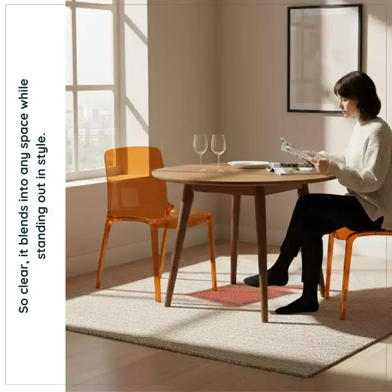 LeisureMod Murray Mid-Century Modern Dining Chair - Waterfall Edge Design Acrylic, Ergonomic and Stackable, Set of 4