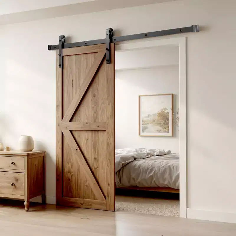 VEVOR 6.6FT Sliding Barn Door Hardware Kit, 330 LBS Weight Capacity, Compatible with 36-40 In Width & 1-3/8 to 1-3/4 In Single Sliding Barn Door,Black
