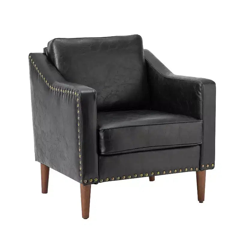 Bonita Transitional Vegan Leather Armchair with Removable Seat Cushion and Nailhead Trims| ART OF LIVING DESIGNS