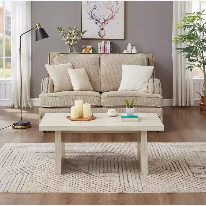 Roundhill Furniture Cavira Modern Faux Marble Living Room Coffee Table