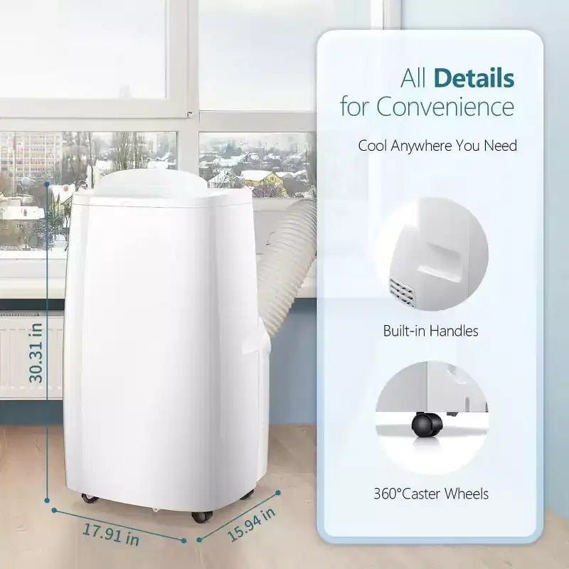 ZAFRO Portable Air Conditioners 14,000 BTU,Cooling, Dehumidifier & Fan 3-in-1,Air Conditioner Portable with Remote Control, Quiet