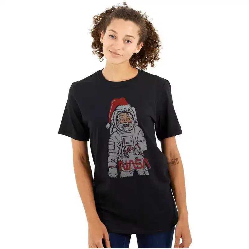 Christmas Santa Claus NASA Astronaut Graphic T Shirt Men or Women Brisco Brands