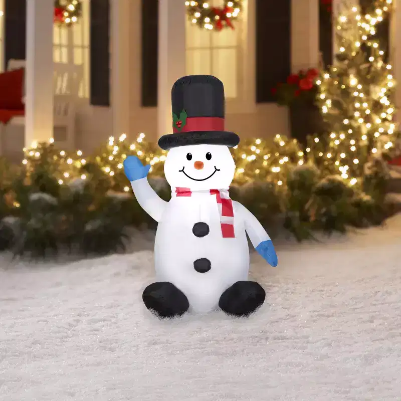 Gemmy Airblown Christmas Inflatable Snowman with Tall Top Hat - 48 in.