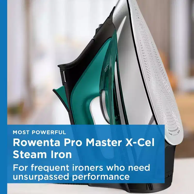 Rowenta Pro Master Steam Iron, 1775W, Stainless Steel Soleplate, Black and Green