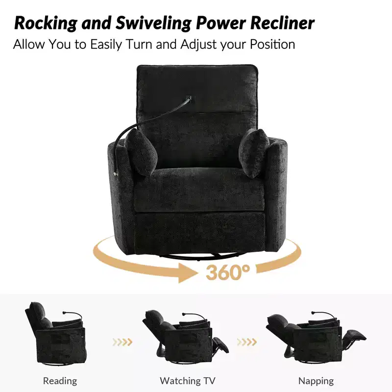 Julius 38 Power Rocking Swivel Nursery Recliner with USB Set of 2 | HULALA HOME
