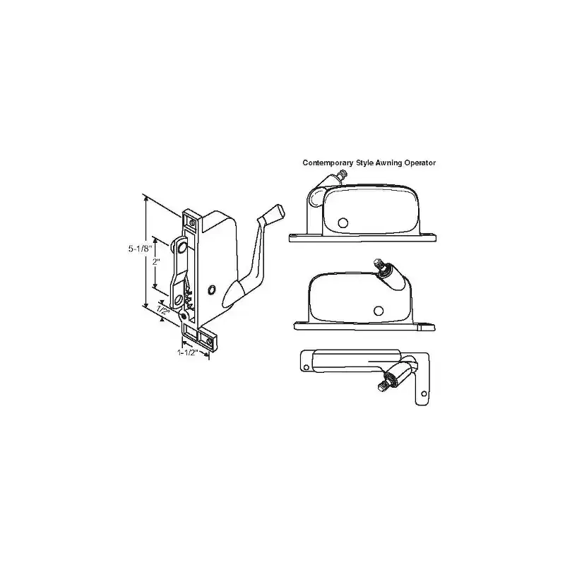 Brixwell 41-211p D Awning Operator Mill contemporary Style awO-001-RH-Ml offset Link Arm