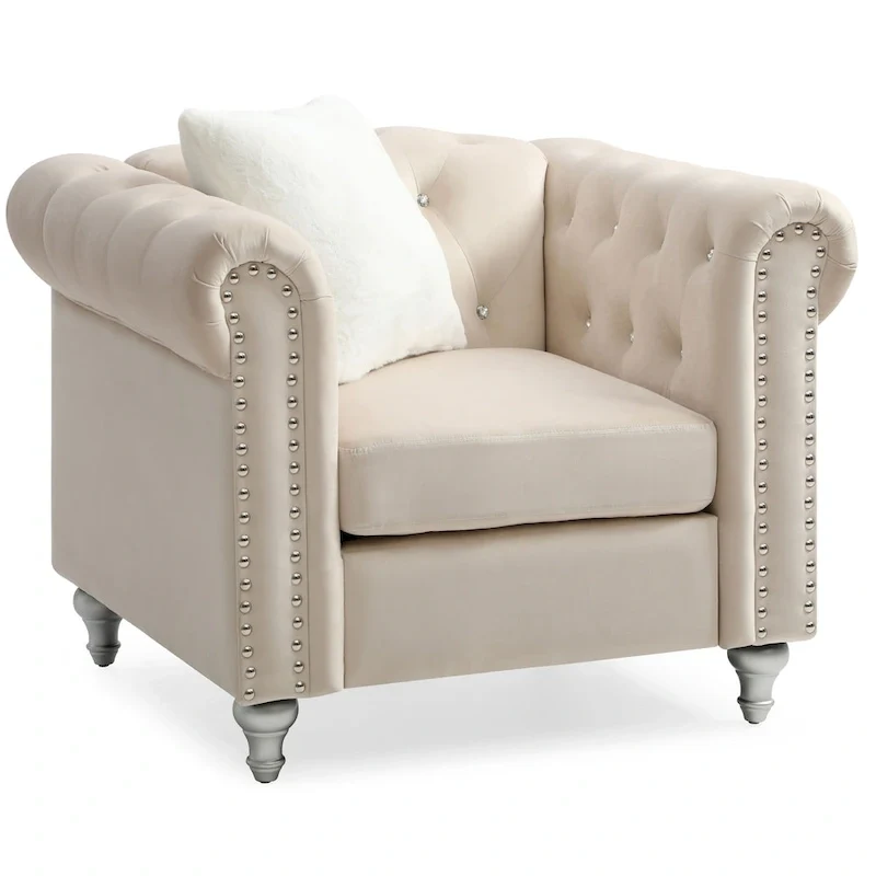 Velvet Crystal Accent Chair