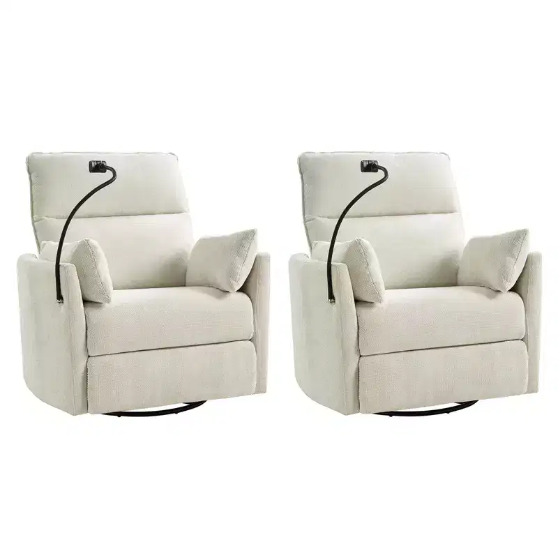 Julius 38 Power Rocking Swivel Nursery Recliner with USB Set of 2 | HULALA HOME