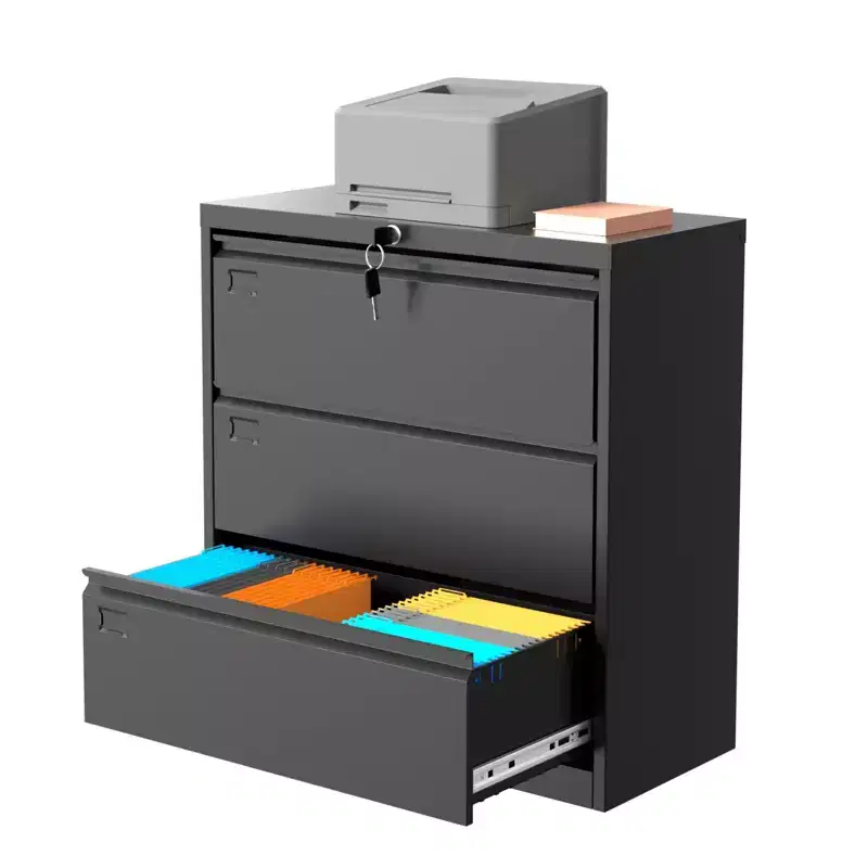 1 Cold Rolled Steel 40Inch Height 3 Drawers Metal File Cabinet [3 Drawers Standard Lateral Filing Cabinet] Steel Plate With Coating