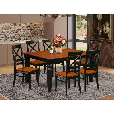 HomeStock 7-Piece Black and Cherry Finish Solid Wood Top Dining Table with 6 Chairs