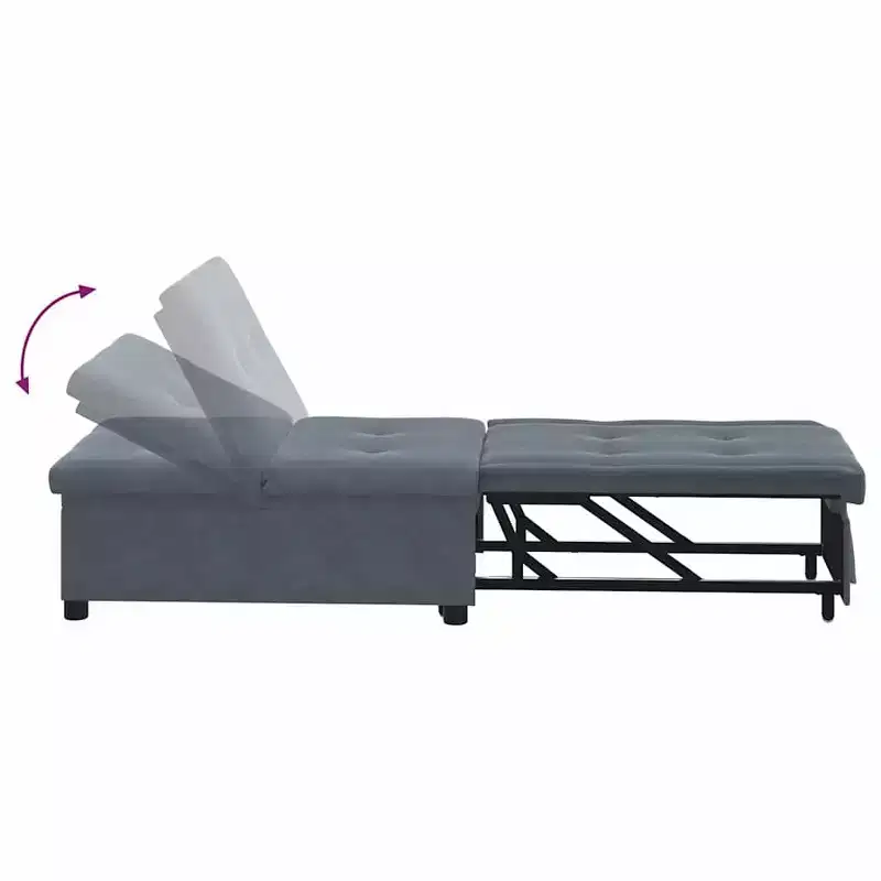 Sofa Bed Dark gray 67 x 194 x 38 cm Velvet