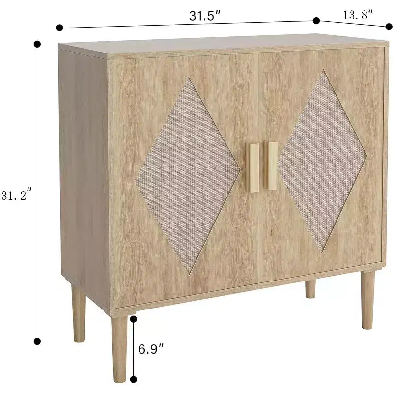 GustoWave Buffet Cabinet with Storage,Storage Cabinet with 2 Rattan Decorated,Sideboard Cabinet,Accent Cabinet for Living Room, Dining Room, Entryway