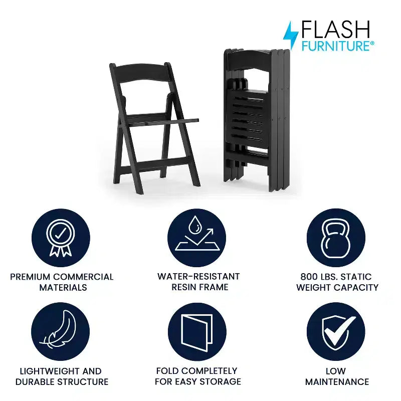 Flash Furniture 4 Pack HERCULES Series 800 lb. Capacity Resin Folding Chair with Slatted Seat