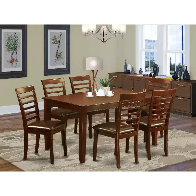 Dining Room Furniture Set 7 Piece Table & Chairs Eclectic Style Mahogany Finish