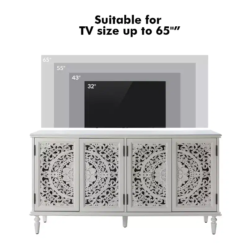 Emathides 63Wide Sideboard with Solid Wood Legs and Lighting |KARAT HOME