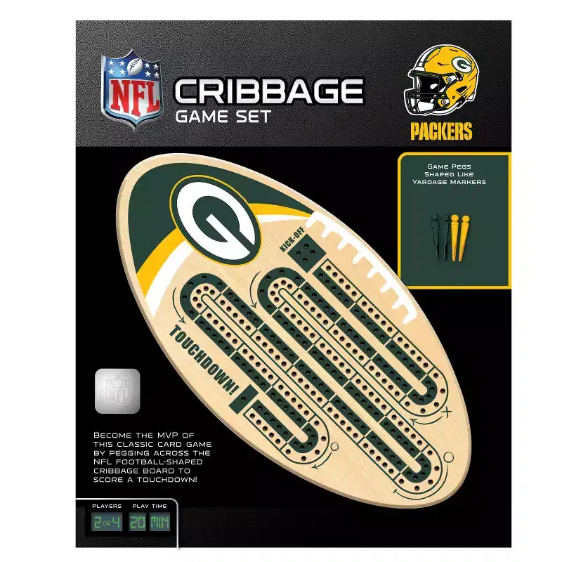 MasterPieces NFL Green Bay Packers Cribbage Board Game Set for Adults - Officially Licensed