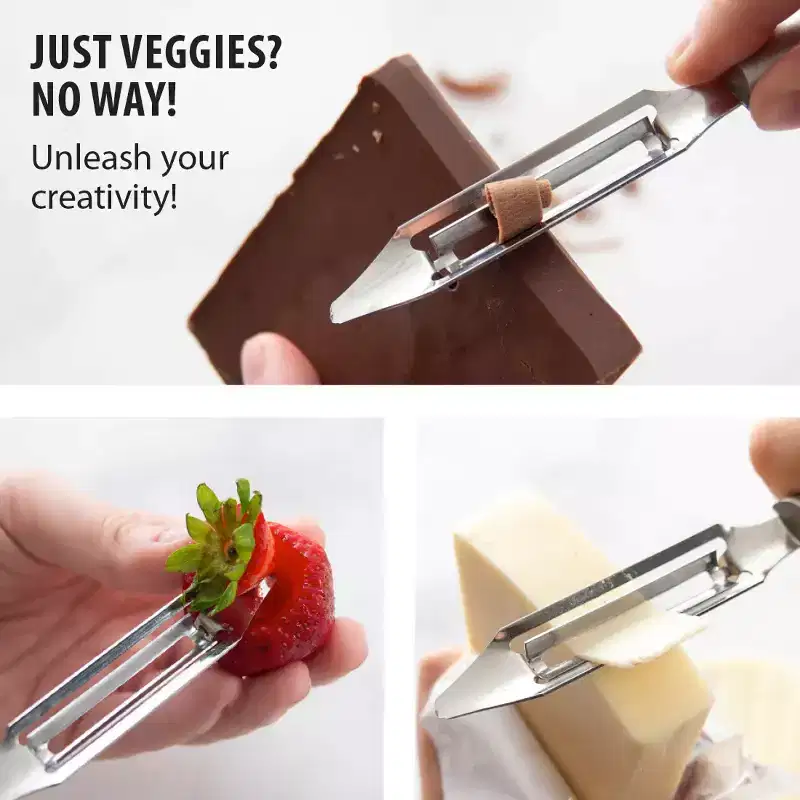 Rada Stainless Steel Vegetable Peeler, Razor Sharp Swiveling Blade follows Veggie Contours, Recycled Aluminum Handle