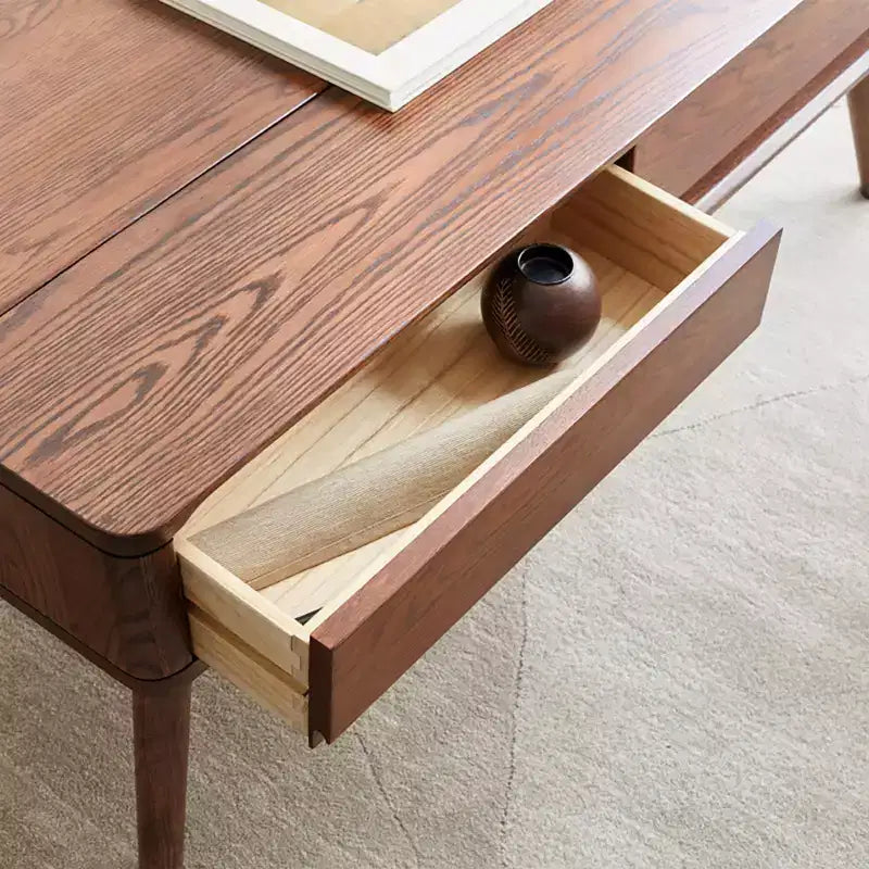 Rectangle Lift Top Coffee Table with Hidden Storage Compartment and Drawers, Oak Center Table with Easy Assembly for Living Room Reception