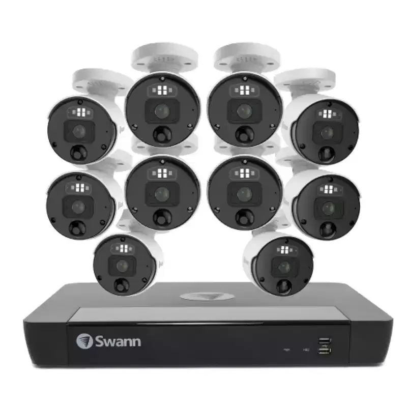 NVR16-8580 / 4TB / 10 x NHD-1200BE 12MP Bullet SwannForce IP Digital Still Cameras (brown box)