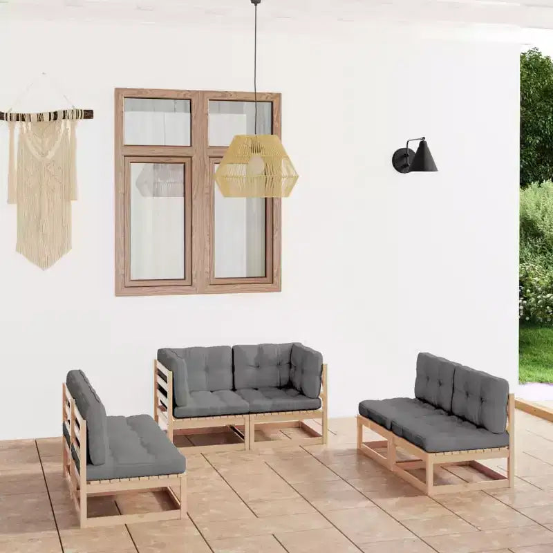 vidaXL Patio Lounge Set Outdoor Sofas with Cushions Poly Rattan Dark Grey