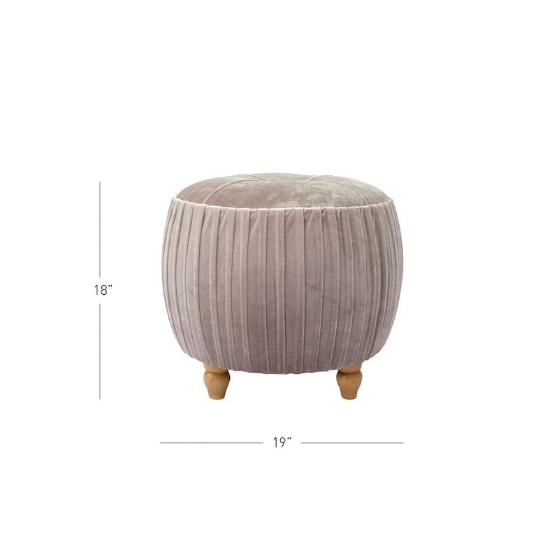 Helena Velvet Round Ottoman