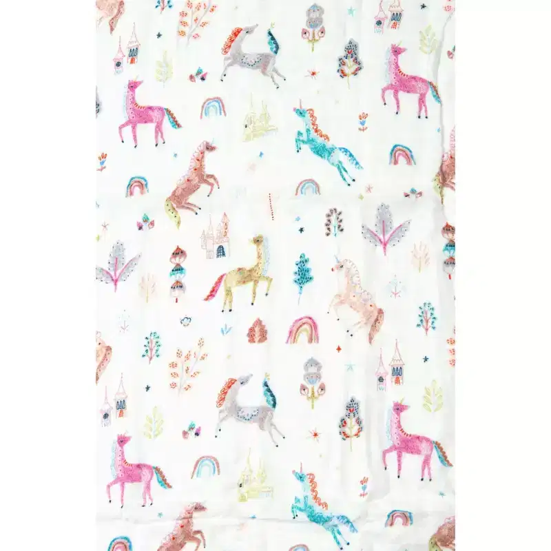 Loulou Lollipop Muslin Fitted Crib Sheet - Unicorn Dream