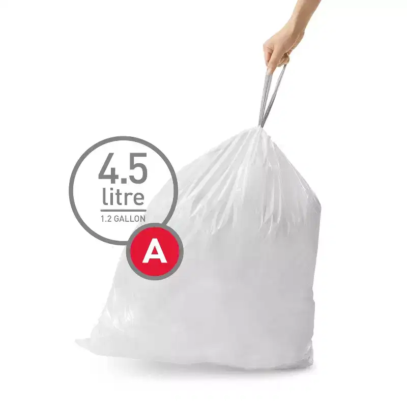 simplehuman 4.5L Code A Custom Fit Bathroom Trash Bag Liners 5 Quick-Dispense Packs - 150ct