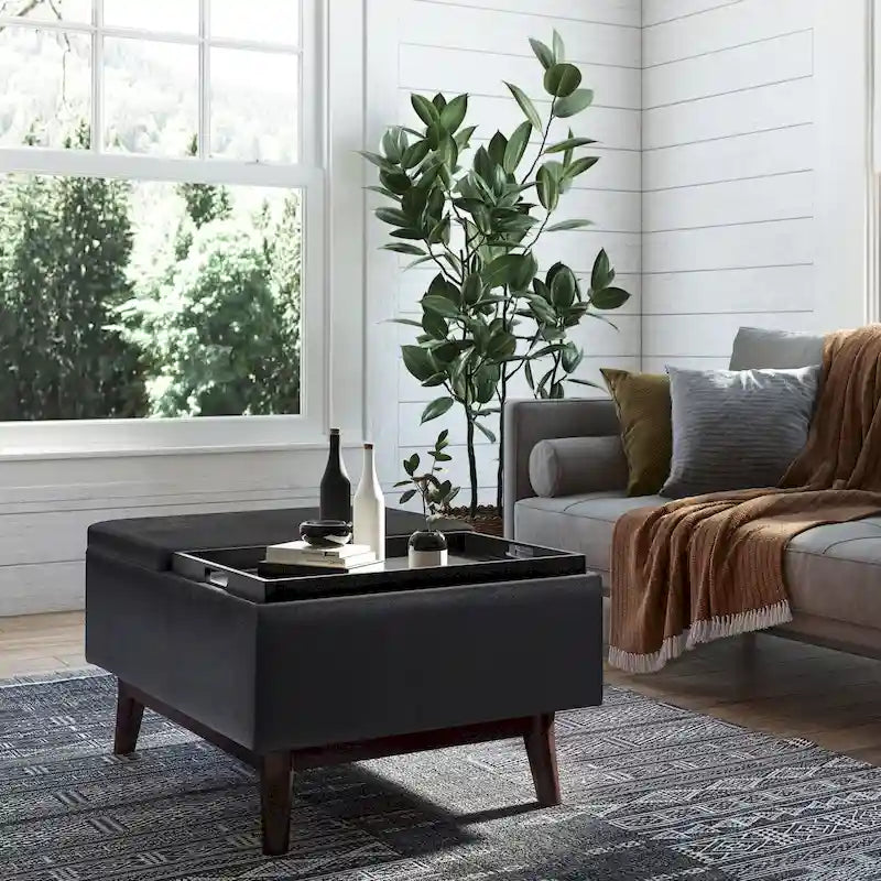 WYNDENHALL Ethan 34 inch Wide Mid Century Modern Rectangle Table Ottoman
