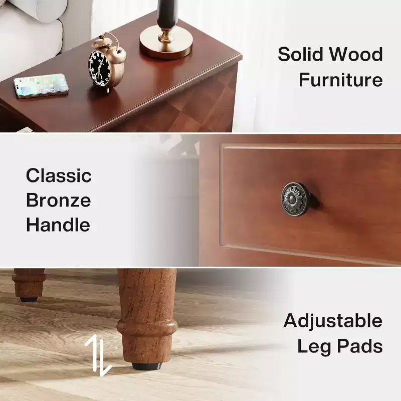 Narrow Wood End Table with 3 Drawers – Fully Assembled Nightstand for Bedroom & Living Room